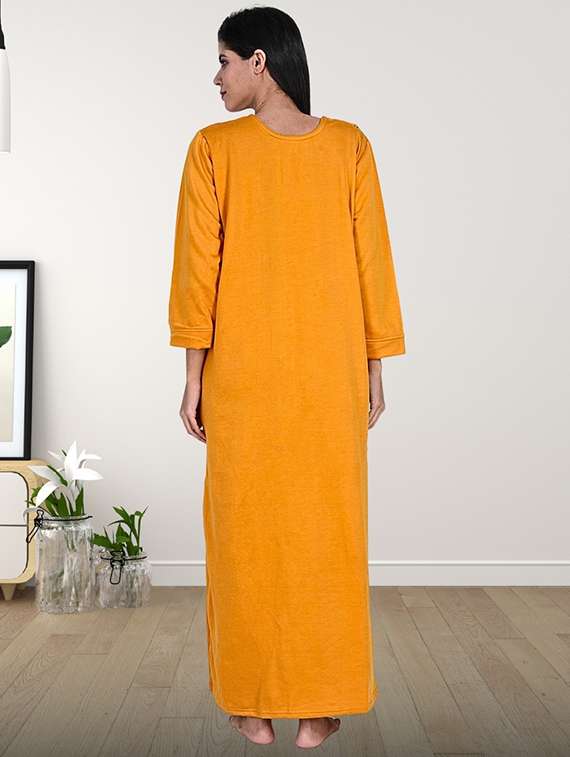 women solid long sleeve nighty - 22286750 -  Standard Image - 3
