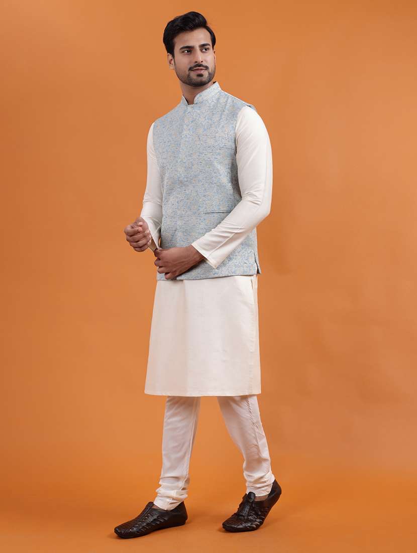 men self design mandarin neck regular fit nehru jacket - 22286753 -  Standard Image - 3