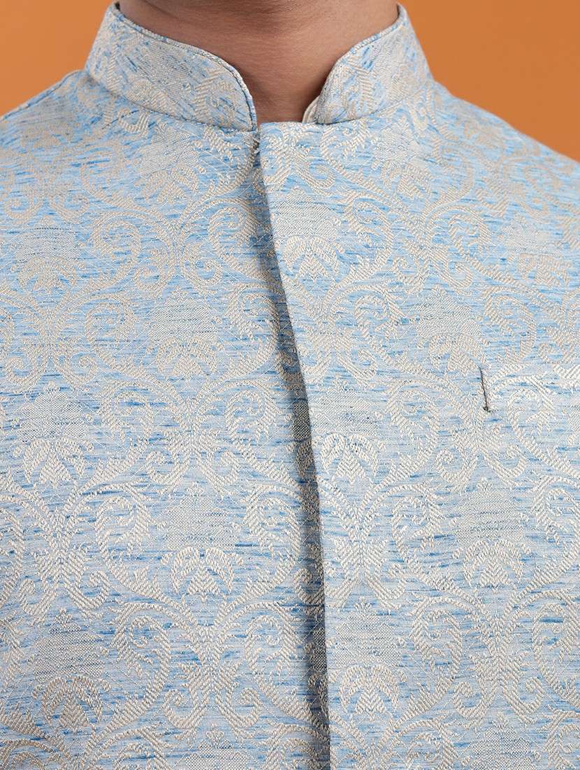 men self design mandarin neck regular fit nehru jacket - 22286753 -  Standard Image - 5