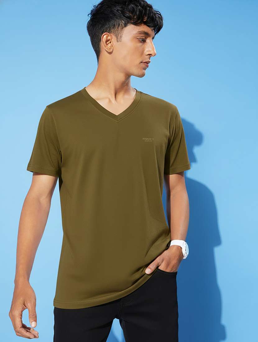 men solid short sleeve regular fit t-shirt