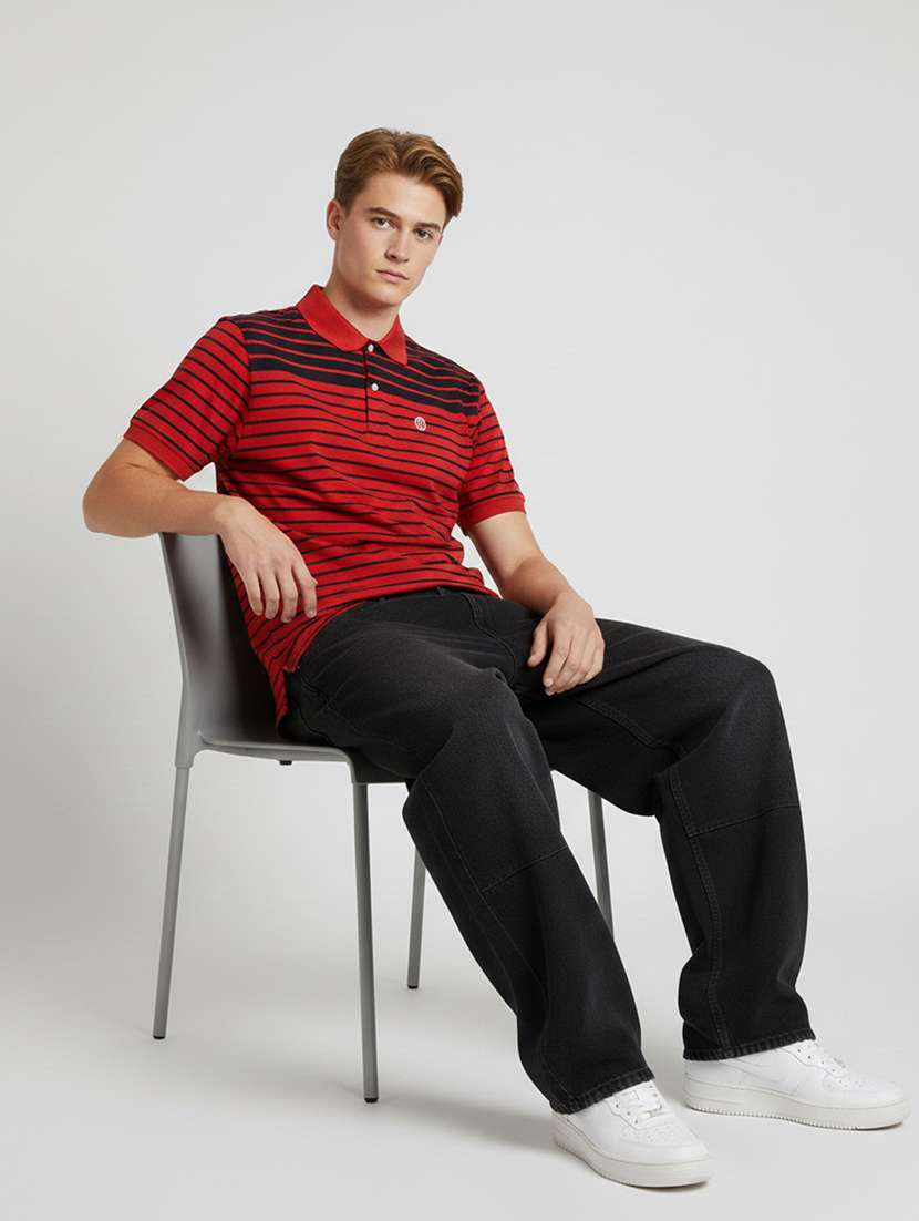 men striped short sleeve regular fit polo t-shirt - 22286800 -  Standard Image - 3