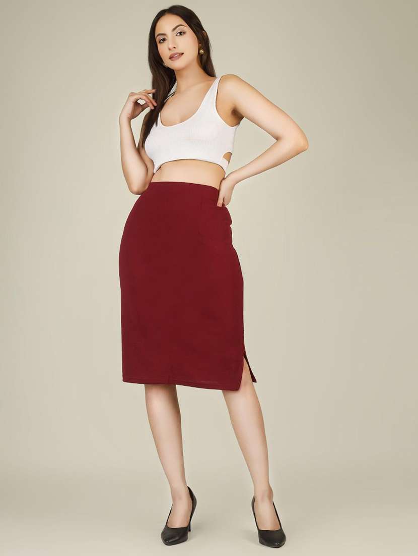 women solid high rise bodycon skirt - 22286831 -  Standard Image - 5