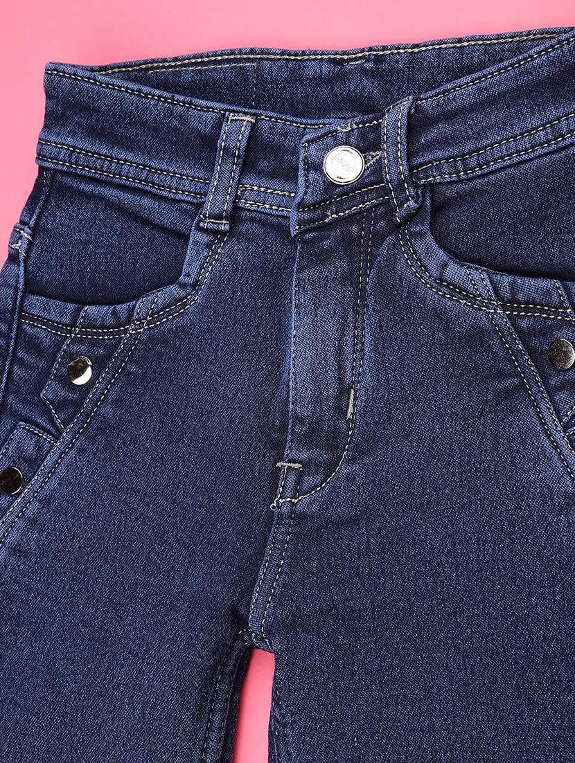 Girls Solid Mid Rise Straight Jeans - 22286835 -  Standard Image - 3