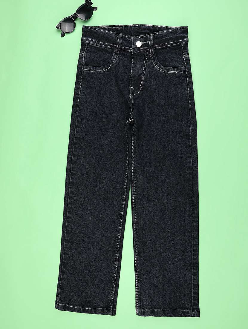 girls plain mid rise straight fit jeans