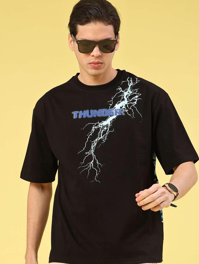 men black cotton blend plain t-shirt