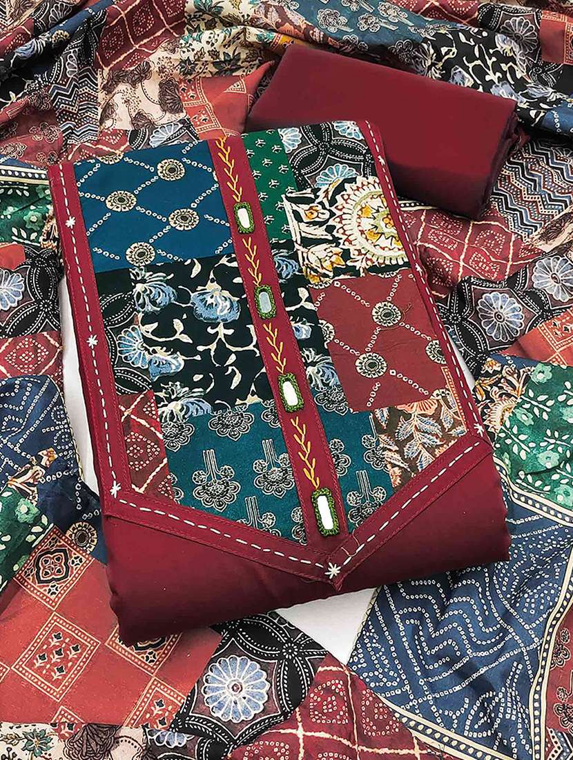 women printed unstitched suit set