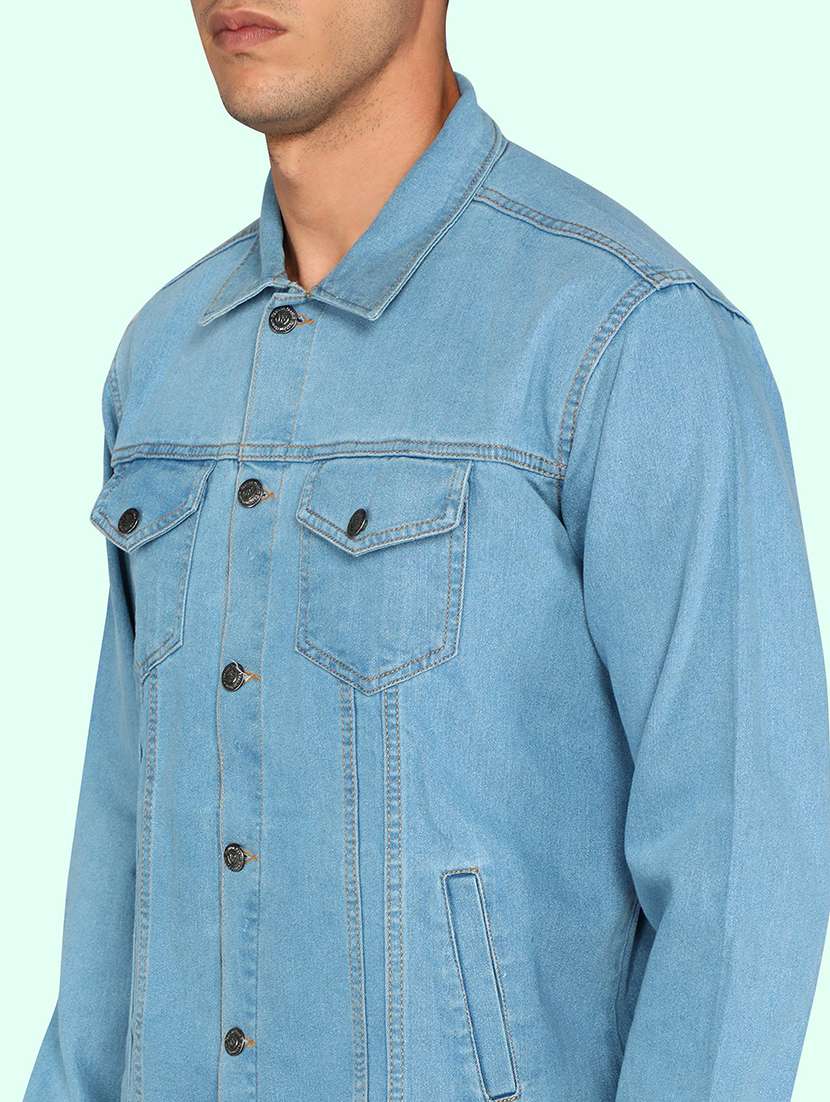 men solid long sleeve denim jacket - 22286951 -  Standard Image - 5