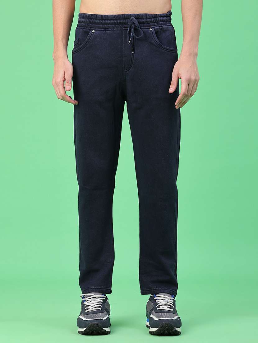 men solid mid rise regular fit pyjama