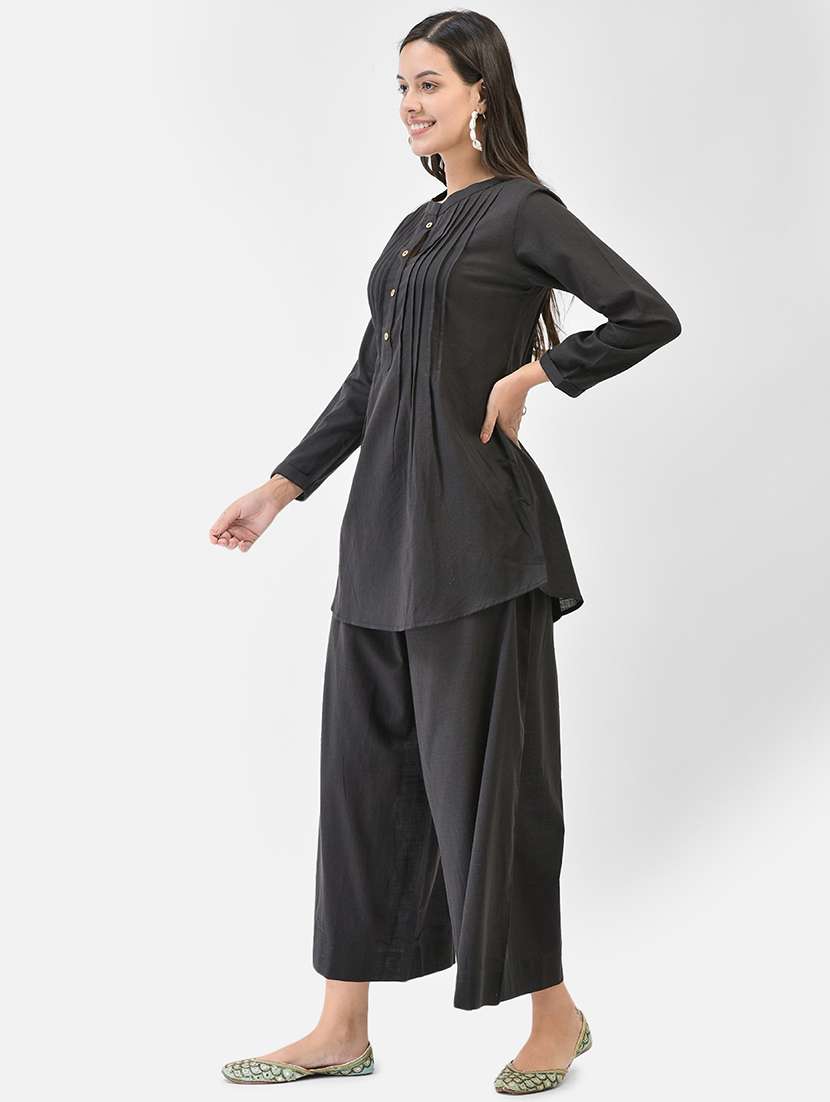 women solid long sleeve a-line kurti - 22287101 -  Standard Image - 3