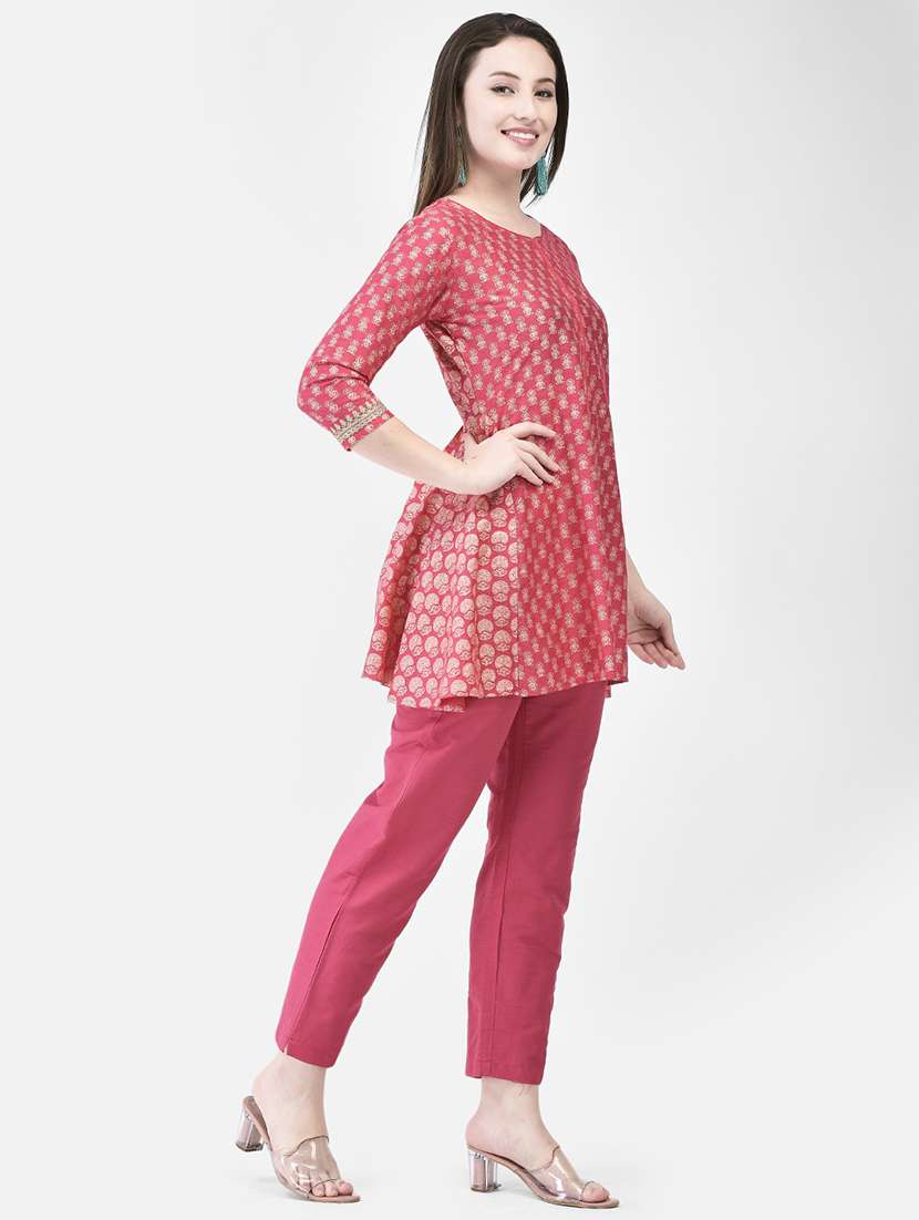 women printed three quarter sleeve a-line kurti - 22287108 -  Standard Image - 3