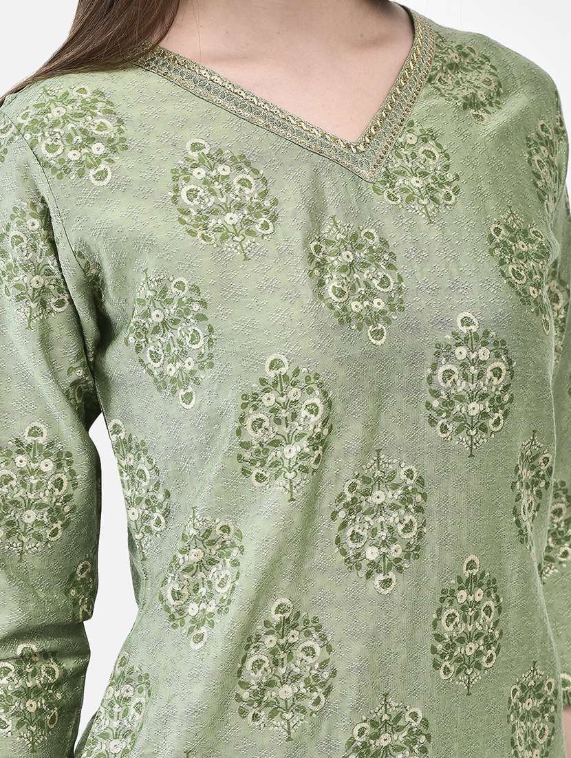 women printed three quarter sleeve straight kurti - 22287116 -  Standard Image - 3