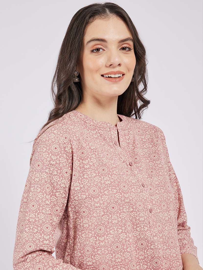 women printed three quarter sleeve a-line kurti - 22287119 -  Standard Image - 3