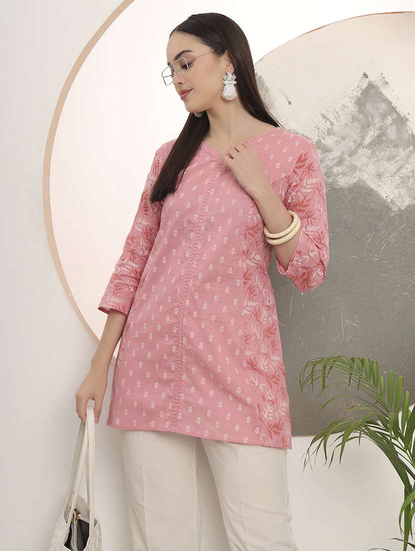 women printed three quarter sleeve a-line kurti - 22287120 -  Standard Image - 3