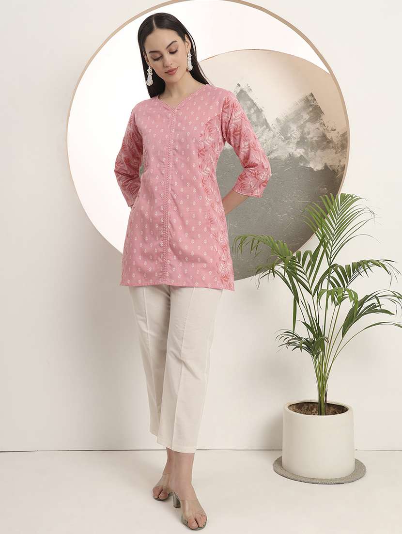 women printed three quarter sleeve a-line kurti - 22287120 -  Standard Image - 5