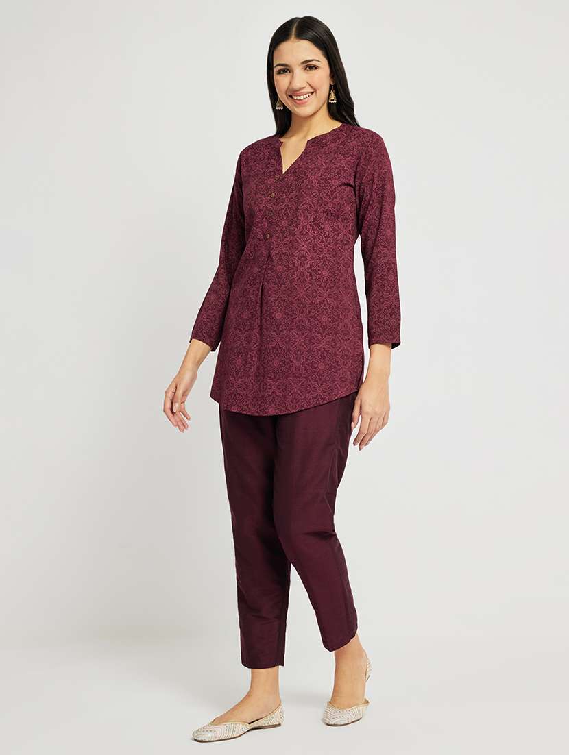 women printed three quarter sleeve a-line kurti - 22287125 -  Standard Image - 3