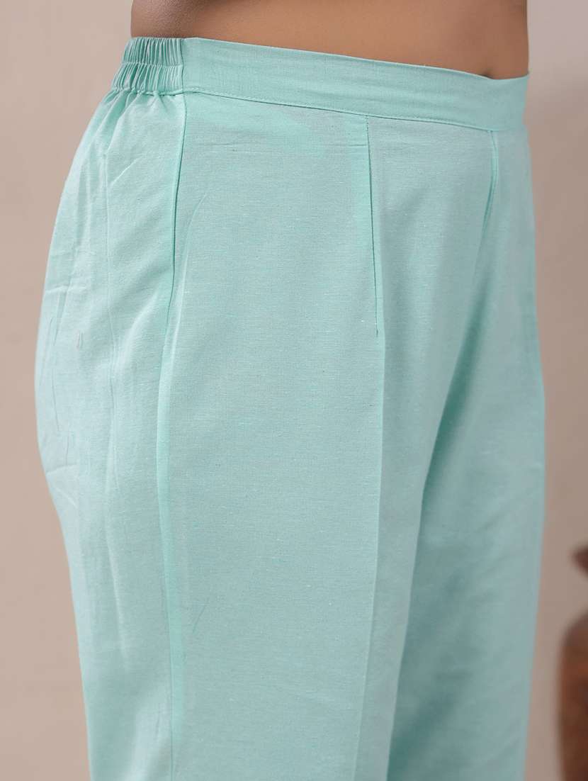 women solid with work three quarter sleeve kurta pant with dupatta set - 22287126 -  Standard Image - 5