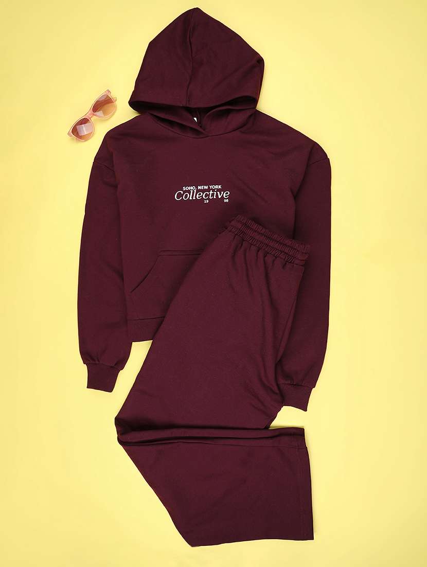 girls printed hooded active wear co-ord set