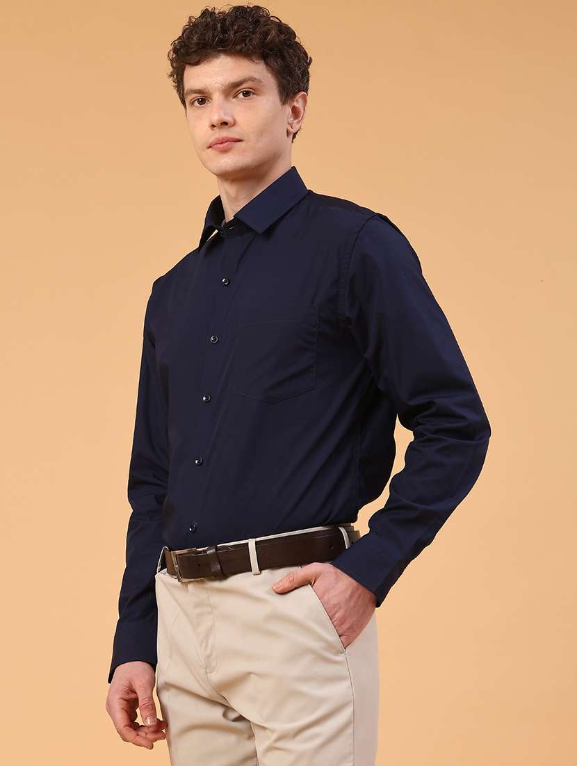 men solid long sleeve slim fit formal shirt - 22287376 -  Standard Image - 3