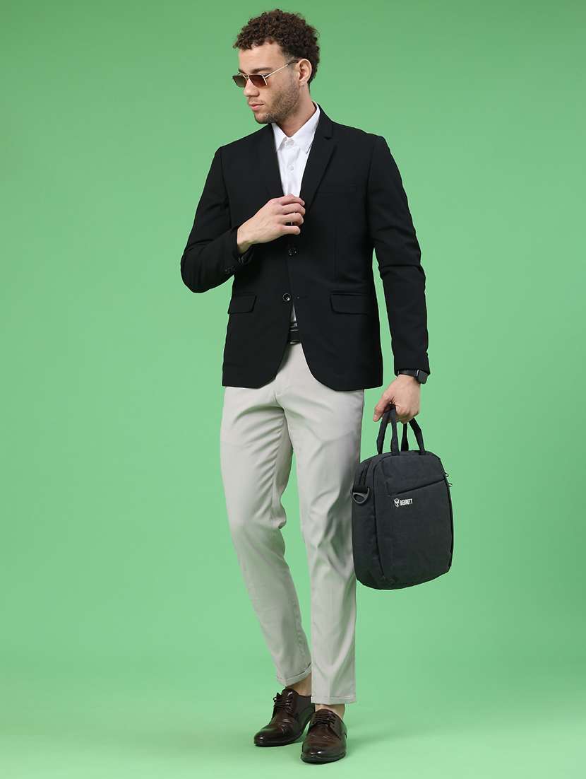 men solid lapel collar single breasted formal blazer - 22287421 -  Standard Image - 5