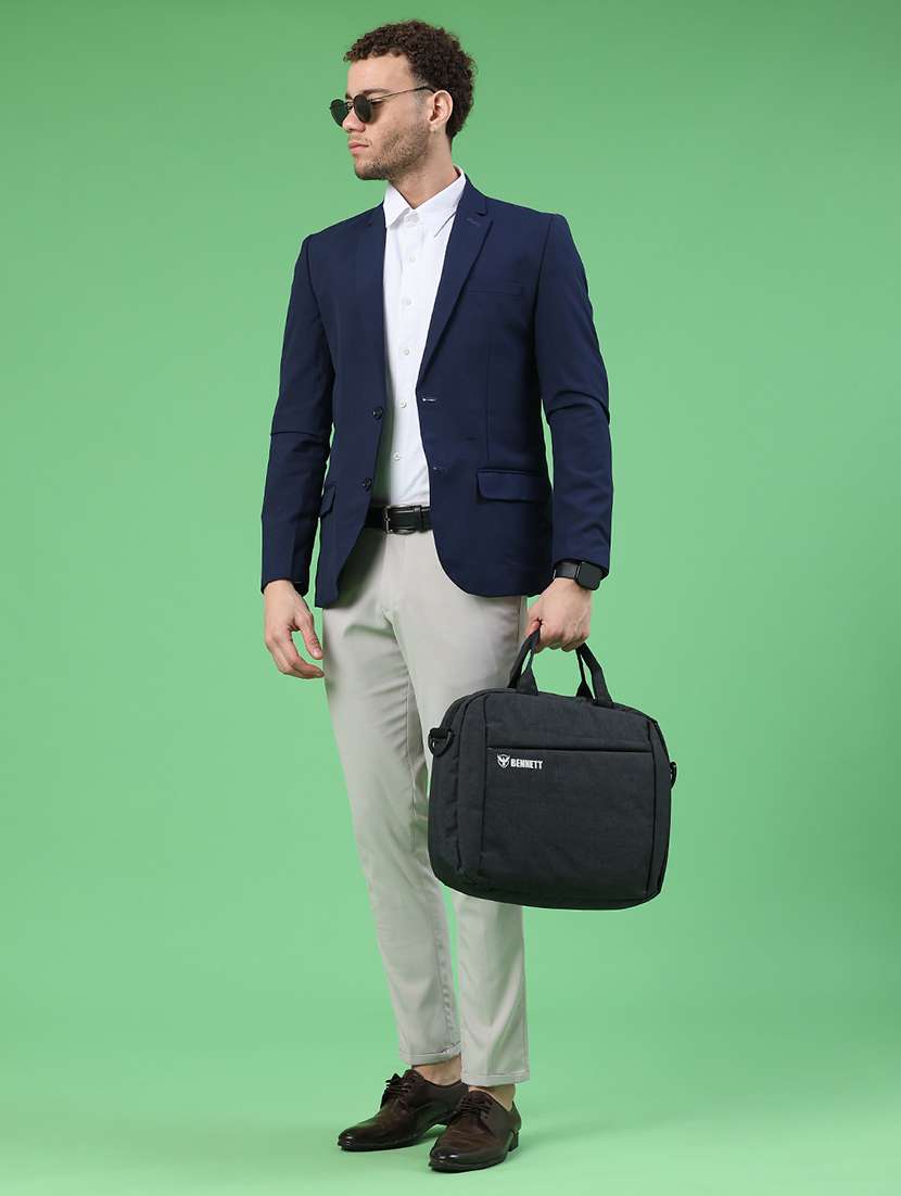 men solid lapel collar single breasted formal blazer - 22287422 -  Standard Image - 5