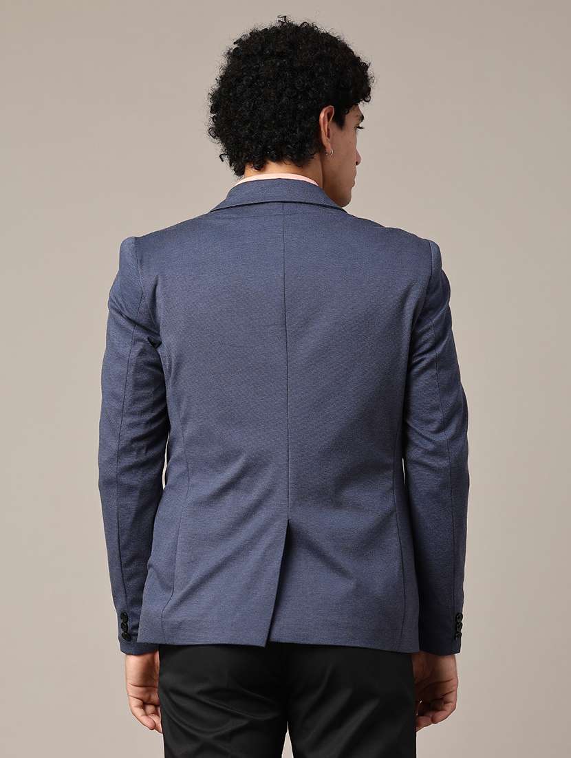 blue cotton single breasted formal blazer - 22287423 -  Standard Image - 3