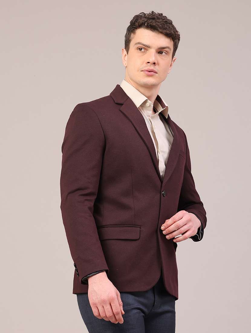 men solid lapel collar single breasted formal blazer - 22287425 -  Standard Image - 3