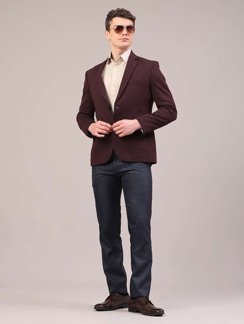 men solid lapel collar single breasted formal blazer - 22287425 -  Standard Image - 5