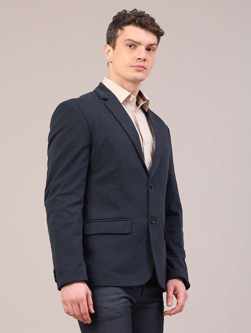 men solid lapel collar single breasted formal blazer - 22287427 -  Standard Image - 3