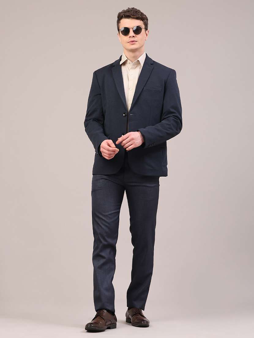 men solid lapel collar single breasted formal blazer - 22287427 -  Standard Image - 5
