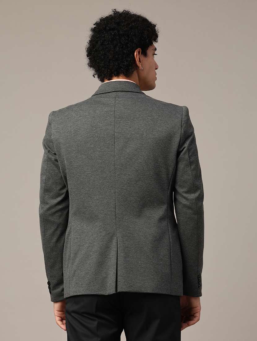 grey cotton single breasted formal blazer - 22287428 -  Standard Image - 3