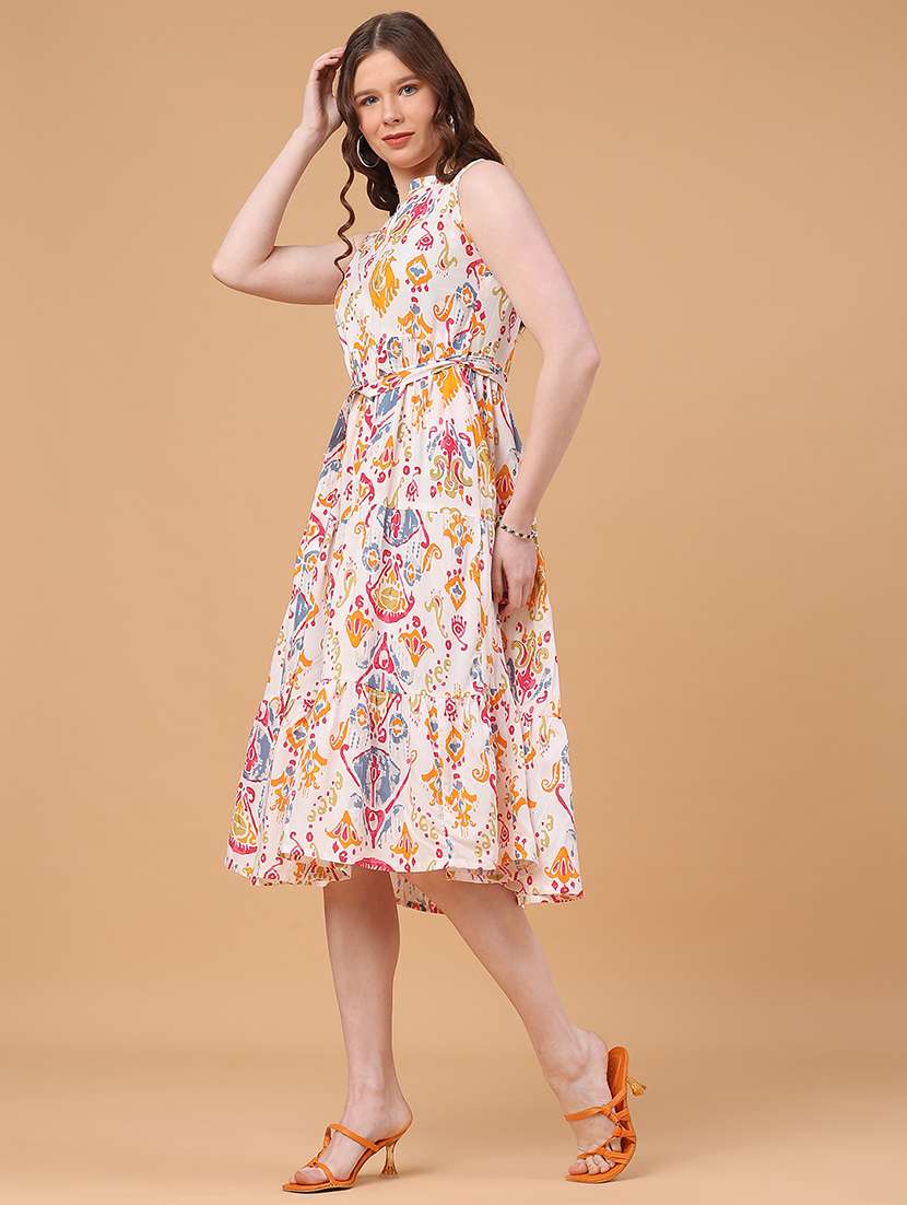 women printed sleeveless fit and flared dress - 22287429 -  Standard Image - 3