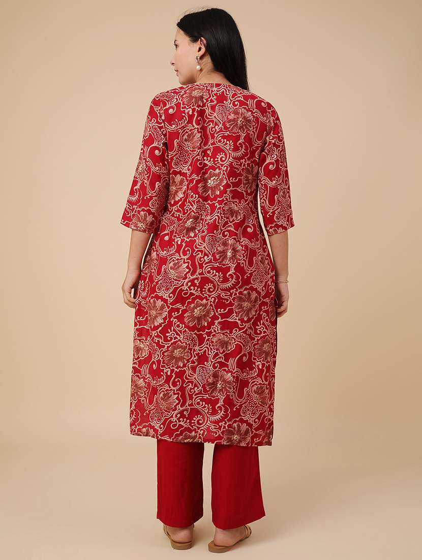 maroon cotton kurta pant  set - 22287438 -  Standard Image - 3