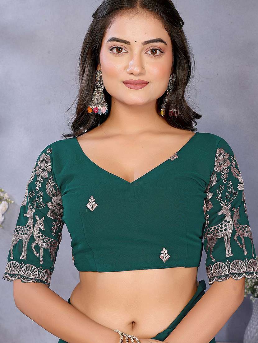 women solid plain saree with blouse - 22287471 -  Standard Image - 3