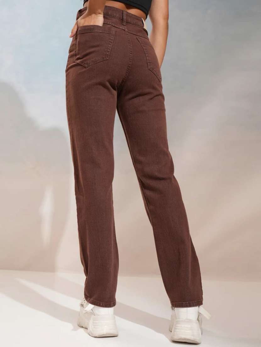 women solid high rise straight fit jean - 22287516 -  Standard Image - 3