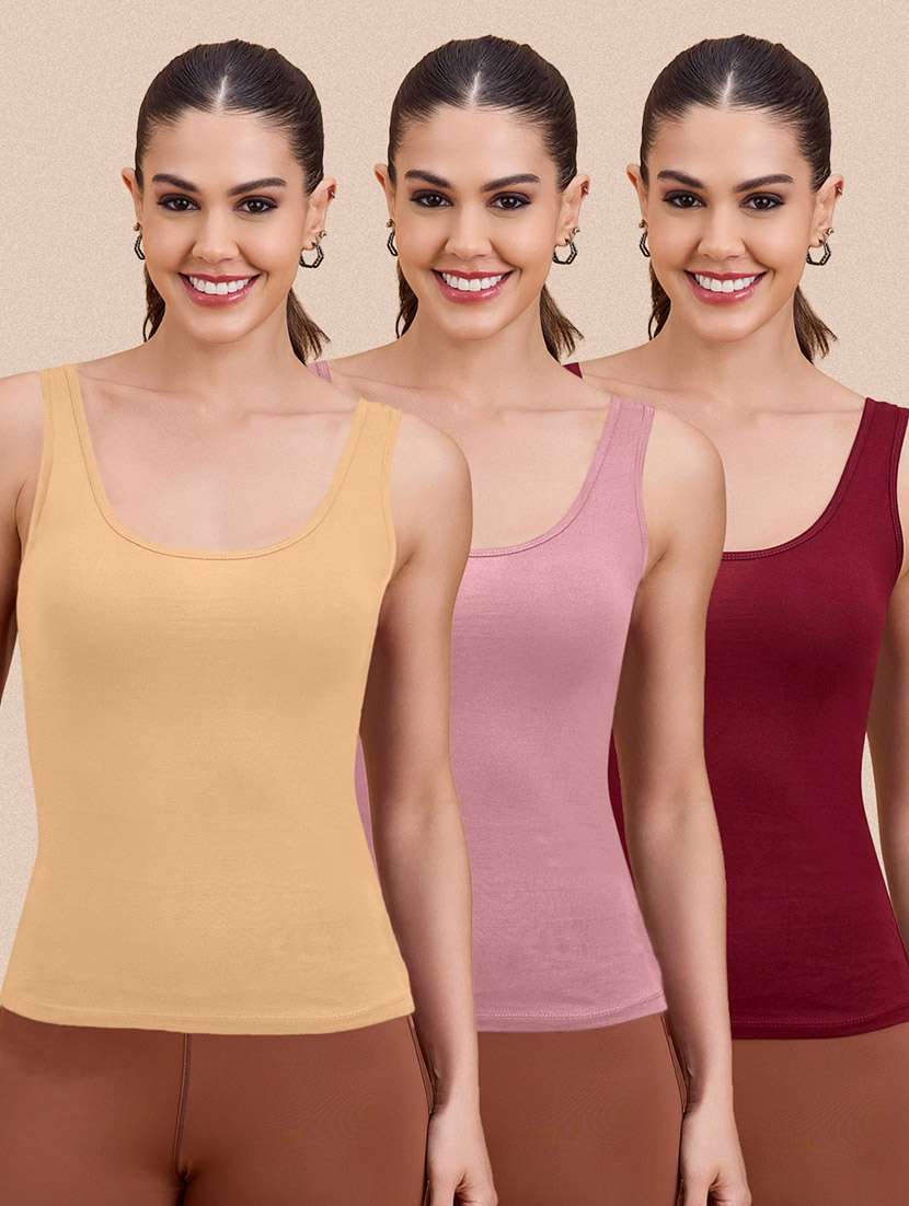 women peack of 3 solid sleeveless camisole