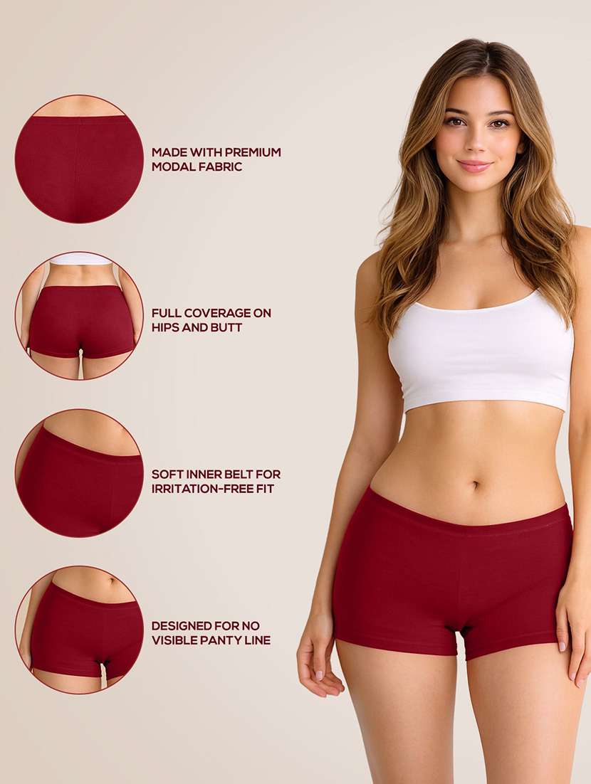 women solid mid rise boy shorts  - 22287628 -  Standard Image - 3