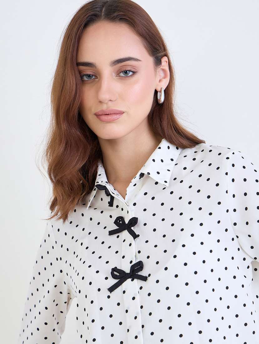 women printed collared long sleeve shirt - 22287802 -  Standard Image - 3