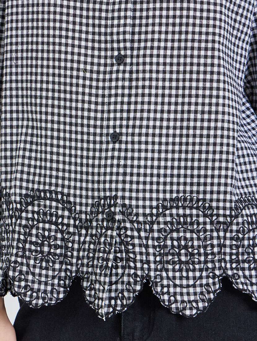 women checkered collared long sleeve shirt - 22287807 -  Standard Image - 3