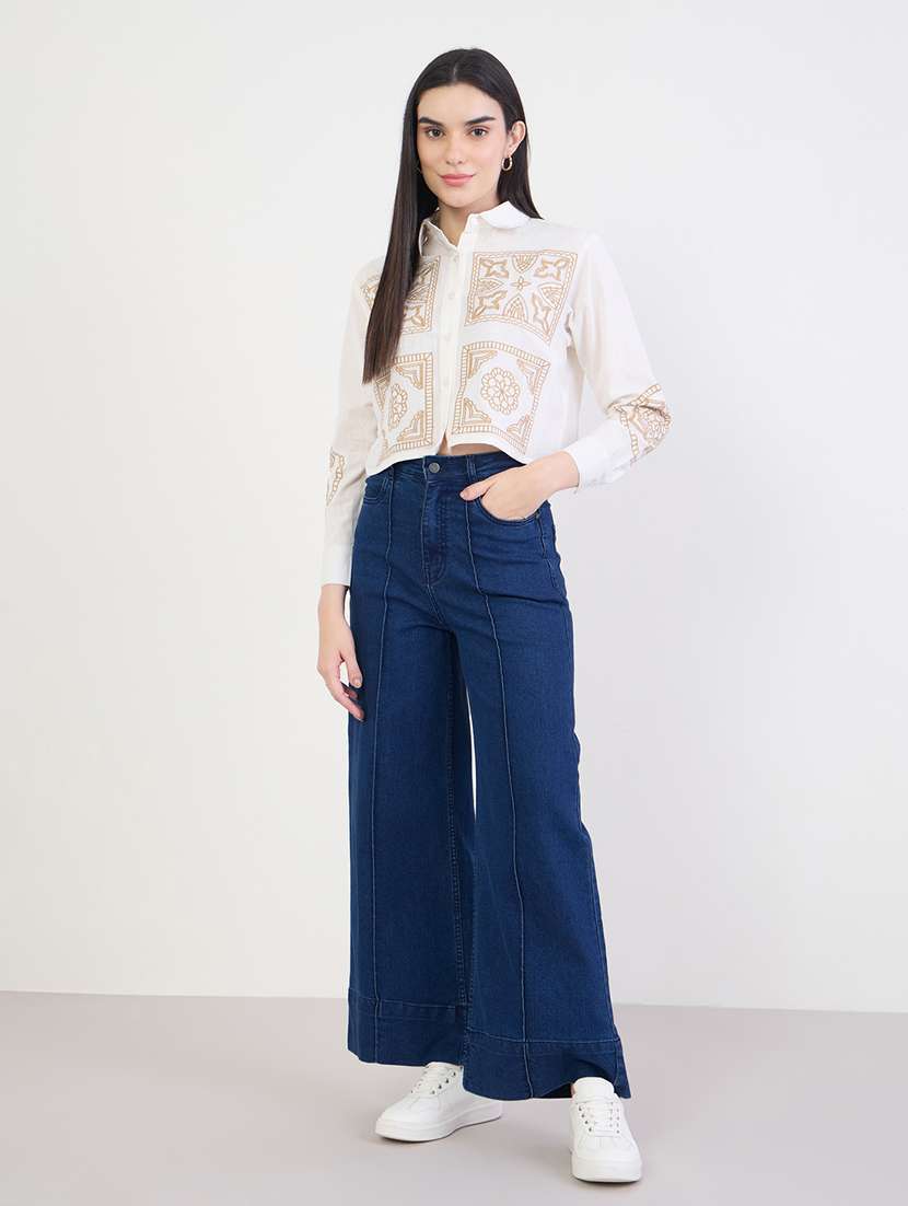 women embroidered long sleeve collared shirt - 22287815 -  Standard Image - 3