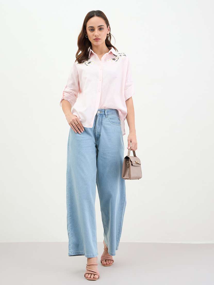 women embridered collared long sleeve shirt - 22287818 -  Standard Image - 5