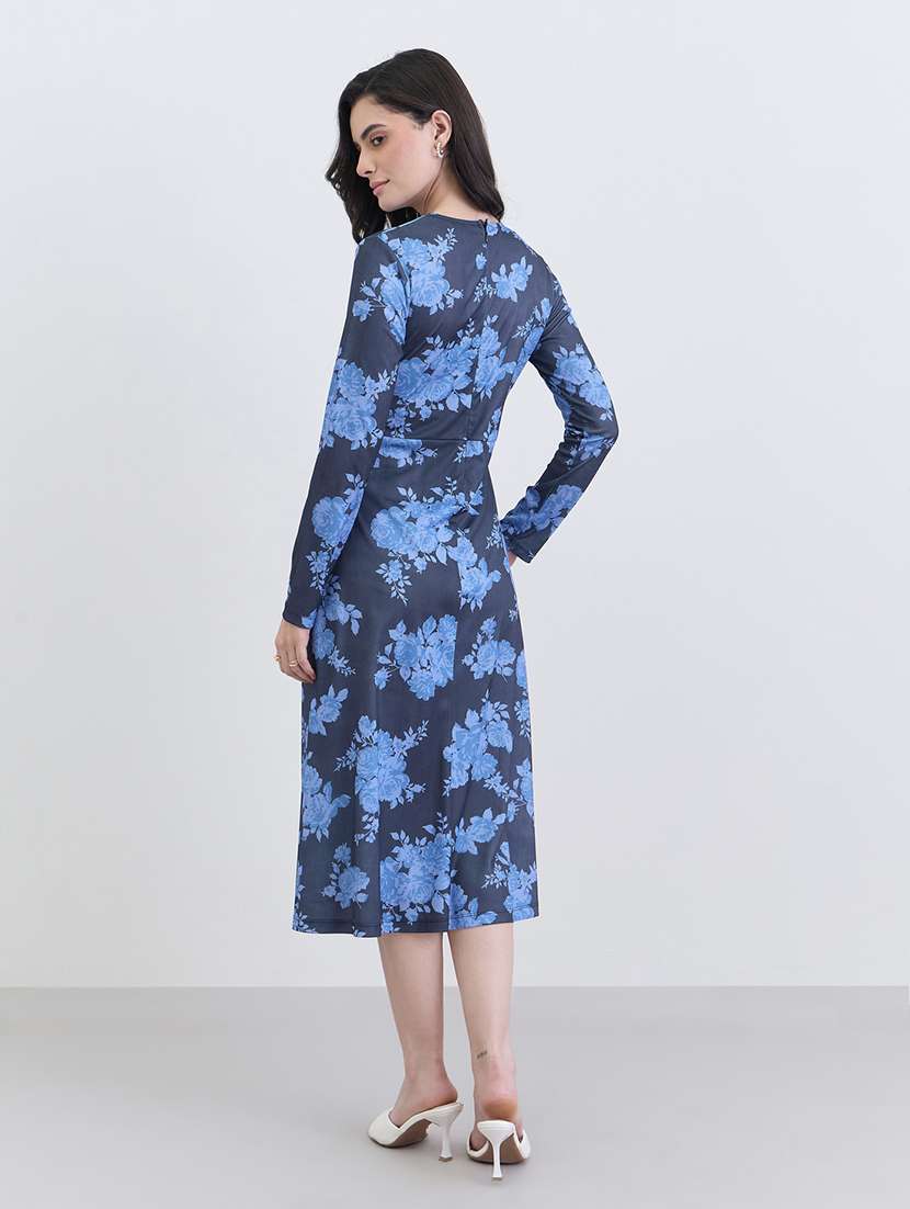 women printed long sleeve a-line dress - 22287830 -  Standard Image - 3