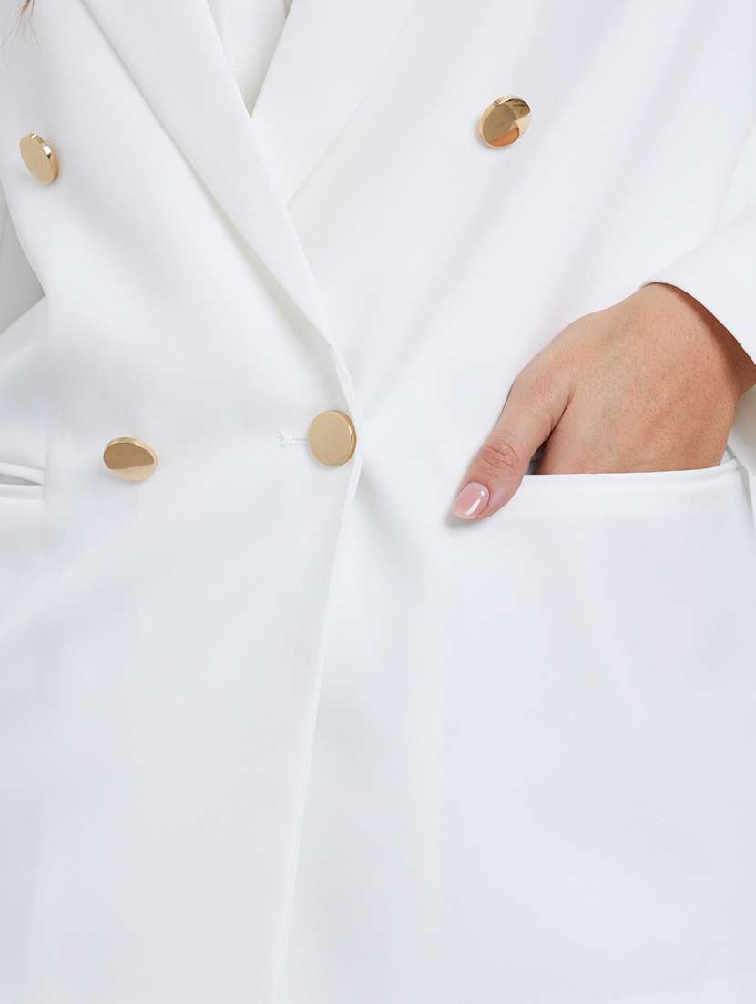 women solid long sleeve double breasted blazer - 22287854 -  Standard Image - 3