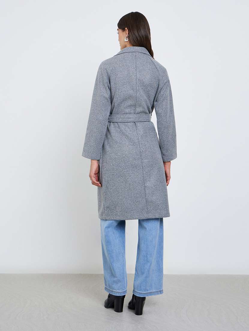 women solid long sleeve double breasted trench coat - 22287857 -  Standard Image - 3