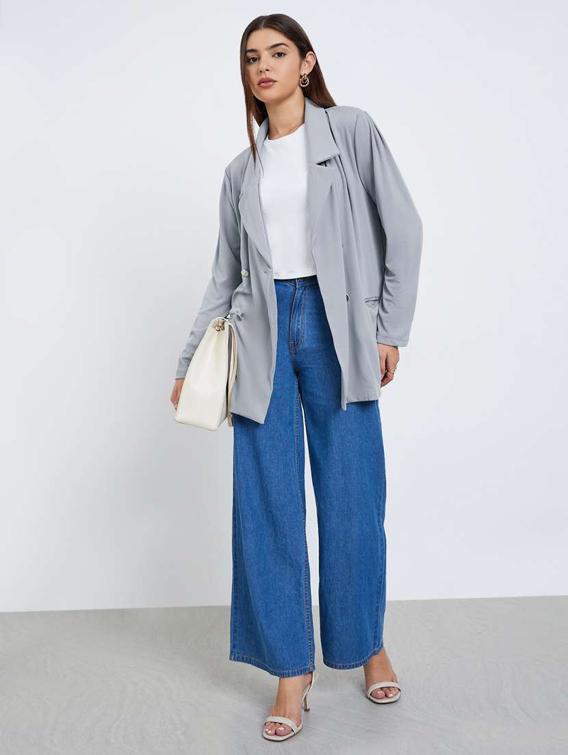 women solid long sleeve double breasted blazer - 22287859 -  Standard Image - 3