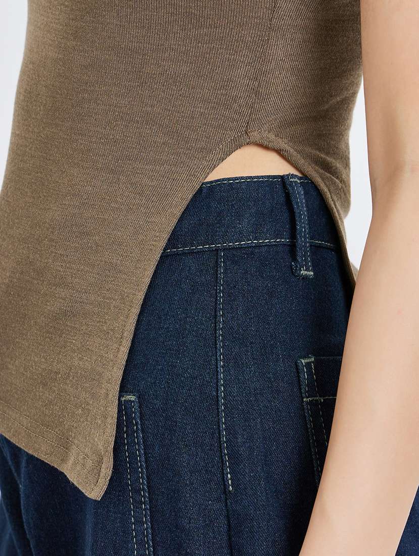 women solid sleevless asymmetric top - 22287864 -  Standard Image - 3