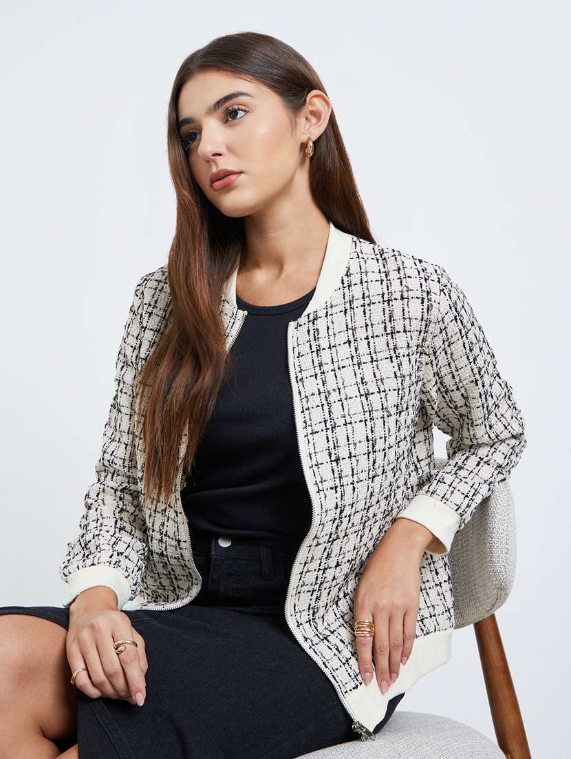 women self designed long sleeve bomber jacket