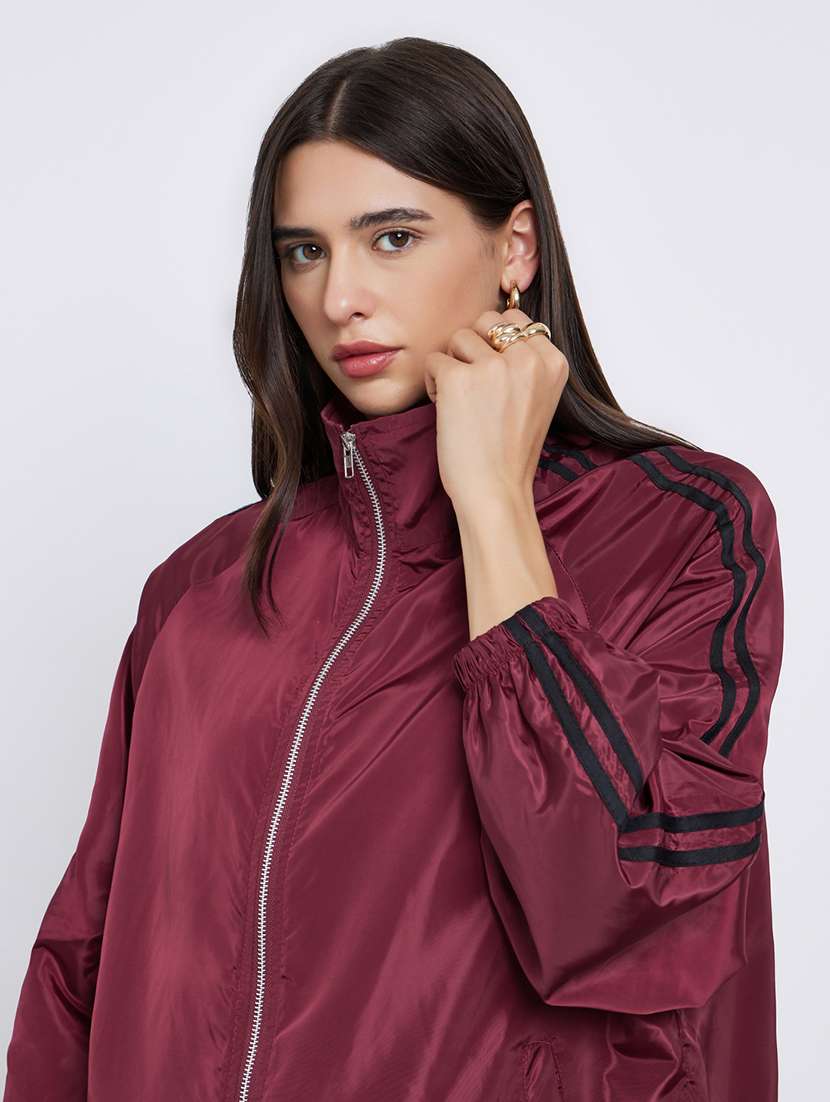 women solid long sleeve windcheater jacket - 22287892 -  Standard Image - 3