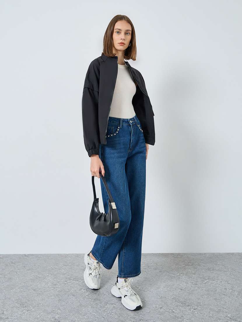 women solid long sleeve oversized jacket - 22287896 -  Standard Image - 3