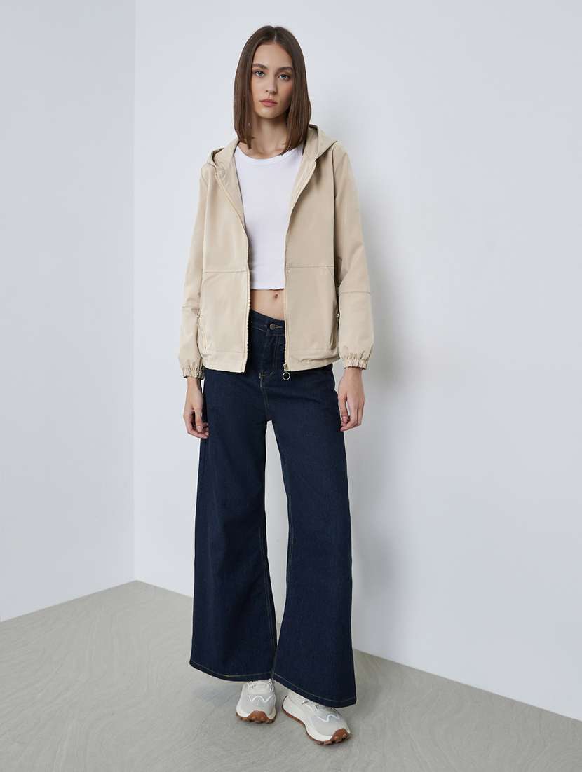 women solid long sleeve hooded oversized jacket - 22287897 -  Standard Image - 3