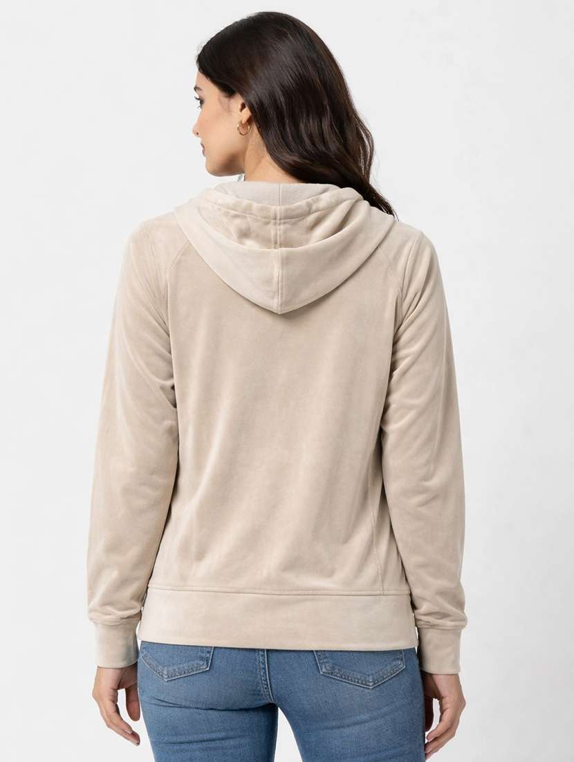 women solid long sleeve hooded sweatshirt - 22287940 -  Standard Image - 3